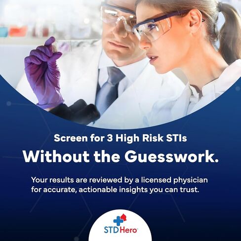 طقم اختبار STD Hero At-Home Common STD للنساء والرجال - اختبار لأفضل أربعة أمراض تنتقل عن طريق الاتصال الجنسي - يتضمن MGen - مجموعة خاصة في المنزل - بسيطة وسرية وسهلة الاستخدام مع نتائج سريعة عبر الإنترنت in Kuwait