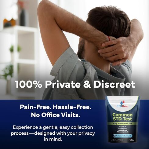 طقم اختبار STD Hero At-Home Common STD للنساء والرجال - اختبار لأفضل أربعة أمراض تنتقل عن طريق الاتصال الجنسي - يتضمن MGen - مجموعة خاصة في المنزل - بسيطة وسرية وسهلة الاستخدام مع نتائج سريعة عبر الإنترنت in Kuwait