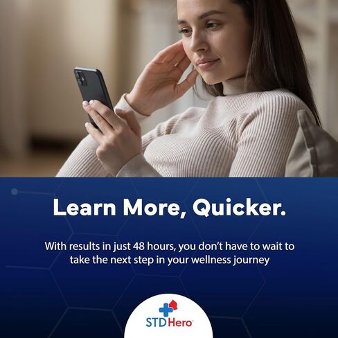 طقم اختبار STD Hero At-Home Common STD للنساء والرجال - اختبار لأفضل أربعة أمراض تنتقل عن طريق الاتصال الجنسي - يتضمن MGen - مجموعة خاصة في المنزل - بسيطة وسرية وسهلة الاستخدام مع نتائج سريعة عبر الإنترنت in Kuwait