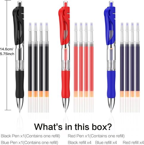 Gel Ink Ballpoint Pen 0.5mm 12 Pen Holders 24 Refills, Blue Ink Pen, Refillable, Quick-Drying Ink, Suitable for Students to do Homework, Writing, Meeting Notes, Markings, Manual Assembly Required. in Saudi Arabia