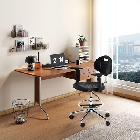 Frassie Polyurethane Lab Stool Chair with Armrest, Task Rolling Chair for Laboratory and Cleanroom in Kuwait
