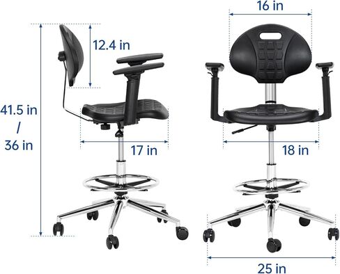 Frassie Polyurethane Lab Stool Chair with Armrest, Task Rolling Chair for Laboratory and Cleanroom in Kuwait
