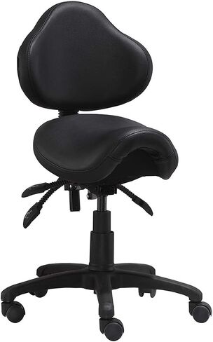 2xhome - Ergonomic Adjustable Rolling Saddle Stool Chair with Back Wheels Support for Clinic Hospital Pharmacy Medical Beauty Lab Exam Office Technician Physical Therapy, Single, Set of 1 in Kuwait
