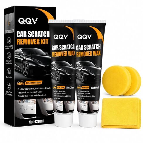 Car Scratch Remover Kit, Car Paint Scratch Repair for Light Scratches Swirl Marks Scuffs, Auto Scratch Remover with Sponge and Towel, Restores Gloss and Shine for All Paint Colors (2Pcs) in Kuwait