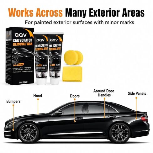 Car Scratch Remover Kit, Car Paint Scratch Repair for Light Scratches Swirl Marks Scuffs, Auto Scratch Remover with Sponge and Towel, Restores Gloss and Shine for All Paint Colors (2Pcs) in Kuwait