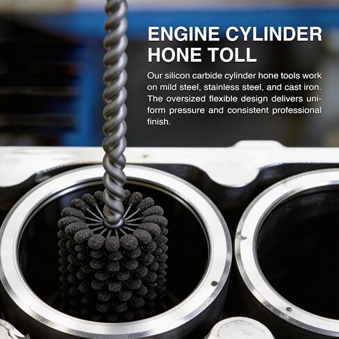 Flexible Cylinder Hone Tool Engine Brake Cylinder Deglazer & Bore Refinishing Brush | Ball Style Abrasive for Honing, Deburring & Cross-Hatching (1" (25.4mm), 180) in Kuwait