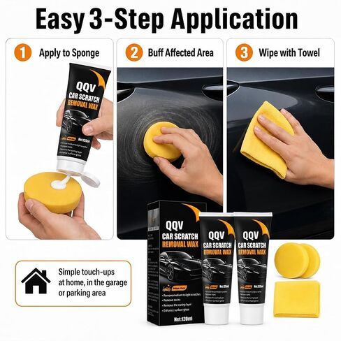 Car Scratch Remover Kit, Car Paint Scratch Repair for Light Scratches Swirl Marks Scuffs, Auto Scratch Remover with Sponge and Towel, Restores Gloss and Shine for All Paint Colors (2Pcs) in Kuwait