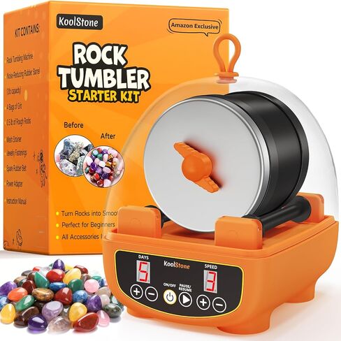 Rock Tumbler Grit and Tumbling Media Kit 10 Pounds, 4-Step Polish Refill with Ceramic & Plastic Pellets, Polish Up to 70 lbs of Rocks, Compatible with National Geographic, KoolStone & All Rock Tumbler in Kuwait