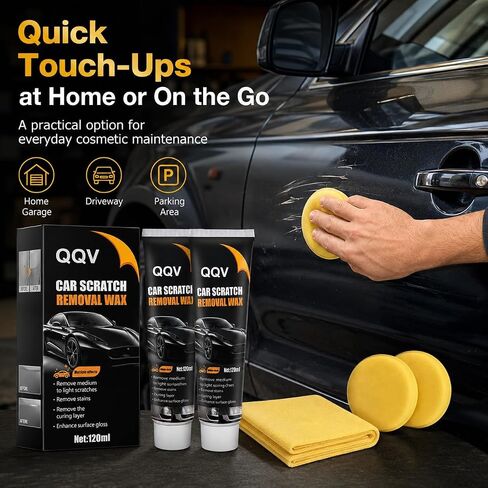 Car Scratch Remover Kit, Car Paint Scratch Repair for Light Scratches Swirl Marks Scuffs, Auto Scratch Remover with Sponge and Towel, Restores Gloss and Shine for All Paint Colors (2Pcs) in Kuwait
