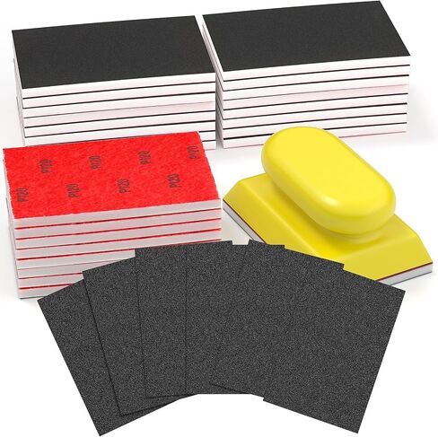BURMONG 25PCS Sanding Sponge Set 80–3000 Grit, Reusable 3×4 Inch Wet Dry Foam Sanding Blocks for Wood, Furniture, Metal & Drywall (80-3000 Grit Set) in Kuwait