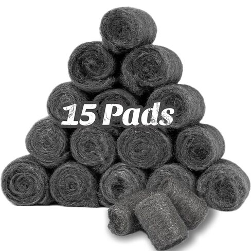 TAFFY'S Steel Wool Pads 0000 for Glass - 15 Pcs Extra Fine SteelWool for Cleaning & Polishing - Steel Wool Mice Control in Kuwait