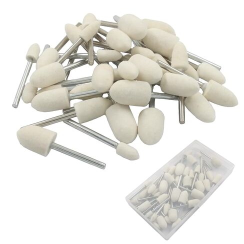 40 Pcs Wool Polishing Bits – 1/8" Shank Wool Felt Buffing Bits Bullet Shape Cone Set for Dremel Rotary Tools (6mm/8mm/10mm/12mm), White in Kuwait
