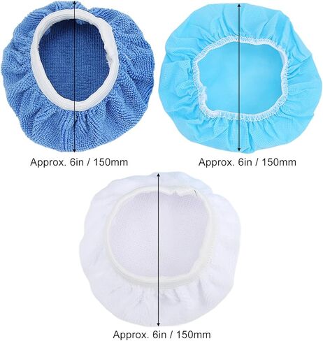 12 Pack Microfiber Polishing Bonnet Set 6in 150mm Cotton Nonwoven Buffing Pads with Adjustable Elasticity for Car Truck Motorcycle Boat Waxing in Kuwait