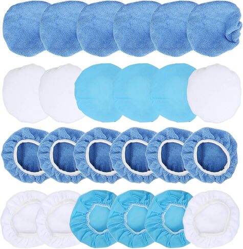 12 Pack Microfiber Polishing Bonnet Set 6in 150mm Cotton Nonwoven Buffing Pads with Adjustable Elasticity for Car Truck Motorcycle Boat Waxing in Kuwait