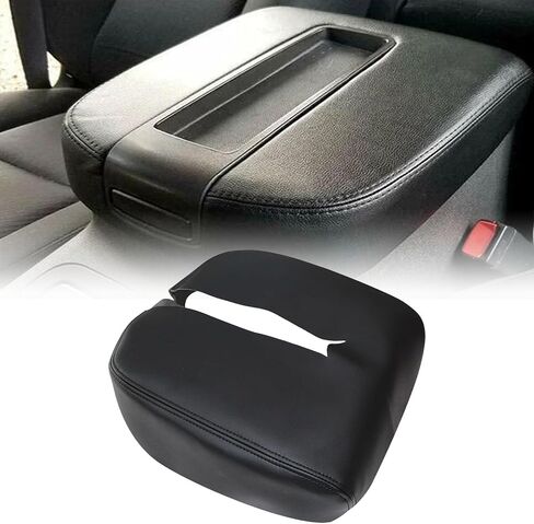 Leather Center Console Armrest Cover Skin Black Compatible with Chevy Silverado Avalanche Tahoe Compatible with GMC Sierra 2007 2008 2009 2010 2011 2012 2013 2014 in Kuwait