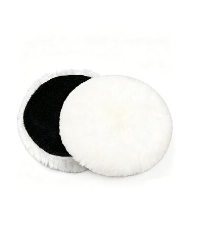 2 Pack Synthetic Wool Buffing Pads Hook and Loop Polishing Bonnets for Car Detailing, 4.53 in / 115 mm White in Kuwait