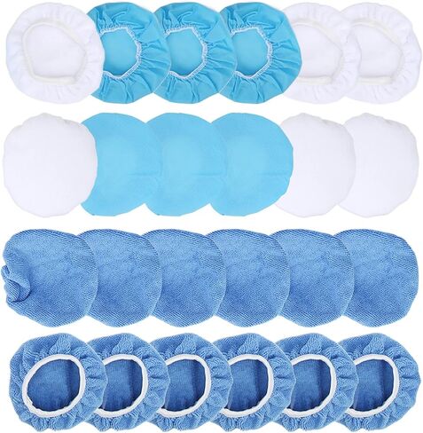 Acouto 24-Pack Polishing Bonnet Set – 6in/150mm Microfiber + Nonwoven + Cotton Buffing Pads for Cars, Motorcycles, Boats, RVs & Aircraft – Fits 5– & Action Polishers Including in Kuwait