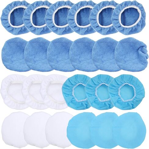 Acouto 24-Pack Polishing Bonnet Set – 6in/150mm Microfiber + Nonwoven + Cotton Buffing Pads for Cars, Motorcycles, Boats, RVs & Aircraft – Fits 5– & Action Polishers Including in Kuwait