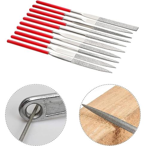 10Pcs Mini Diamond Needle File Set, Mini Diamond Files Set Metal Riffler Files Hand Tools for Carving Metal Ceramic Tile Glass Wood Jewelry Woodworking, Round Triangular Square Flat Shape in Kuwait