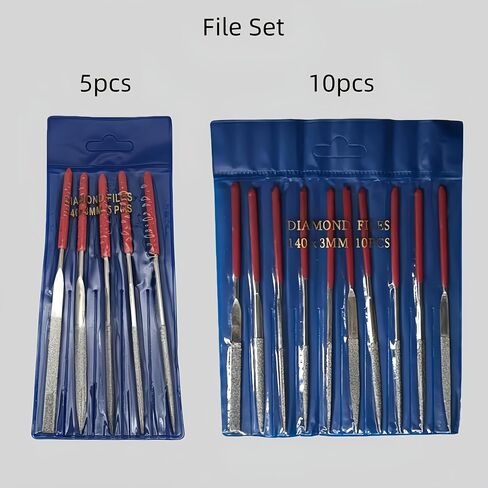 10Pcs Mini Diamond Needle File Set, Mini Diamond Files Set Metal Riffler Files Hand Tools for Carving Metal Ceramic Tile Glass Wood Jewelry Woodworking, Round Triangular Square Flat Shape in Kuwait