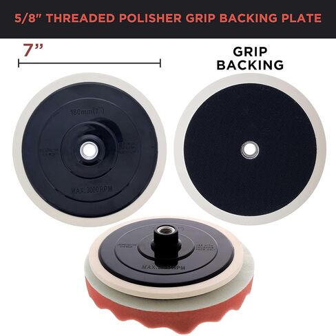 Professional 3 Pad Buffing and Polishing Kit with 8 Inch Waffle Foam Pads for Car Detailing - Complete Polisher Buffing Pad Set with 5/8" Threaded Backing Plate in Kuwait