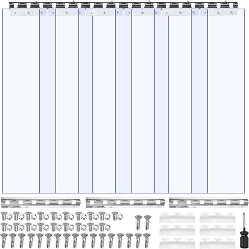 VEVOR Clear PVC Strip Curtain, 80 in Height x 36 in Width x 0.08 in Thickness, 6 PCS Walk in Freezer Cooler Curtain Strips, Smooth Waterproof Plastic Door Strips for Warehouse, Freezer, Garage Doors in Kuwait