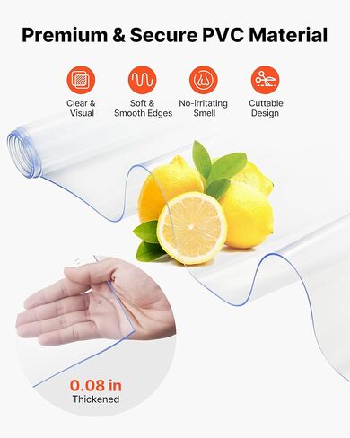 VEVOR Clear PVC Strip Curtain, 80 in Height x 36 in Width x 0.08 in Thickness, 6 PCS Walk in Freezer Cooler Curtain Strips, Smooth Waterproof Plastic Door Strips for Warehouse, Freezer, Garage Doors in Kuwait