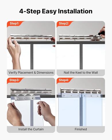 VEVOR Clear PVC Strip Curtain, 80 in Height x 36 in Width x 0.08 in Thickness, 6 PCS Walk in Freezer Cooler Curtain Strips, Smooth Waterproof Plastic Door Strips for Warehouse, Freezer, Garage Doors in Kuwait