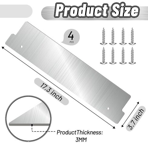 4 Pack Bathroom Stall Privacy Strip, 17.3" X 3.8" Restroom Privacy Gap Cover, Stainless Steel Restroom Partitions, Stall Gap Filler for Public Bathroom (4, 17.3" X 3.8") in Kuwait