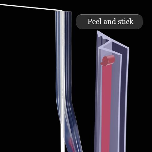 98.5" Shower Door Side Seal Strip, Flexible, Peel&Stick for 5/16" Door | Silicone, Frameless Door, Side Sweep in Kuwait