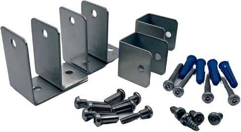 Harris Hardware 15058-B Cold Rolled Stamped Stainless Steel Toilet Partition Panel Pack, 2-One Ear Ear Brackets and 2 U Brackets for 1 in. Panels with Fasteners in Kuwait