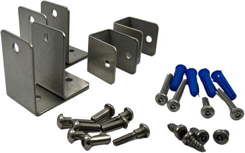 Harris Hardware 15058-B Cold Rolled Stamped Stainless Steel Toilet Partition Panel Pack, 2-One Ear Ear Brackets and 2 U Brackets for 1 in. Panels with Fasteners in Kuwait