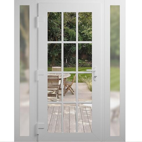 Front Exterior Prehung Metal-Plastic Door Clear Glass/MANUX 8355 White Silk/Office Commercial and Residential Doors Entrance Patio Garage 60" x 80" Right-Hand Inswing in Kuwait