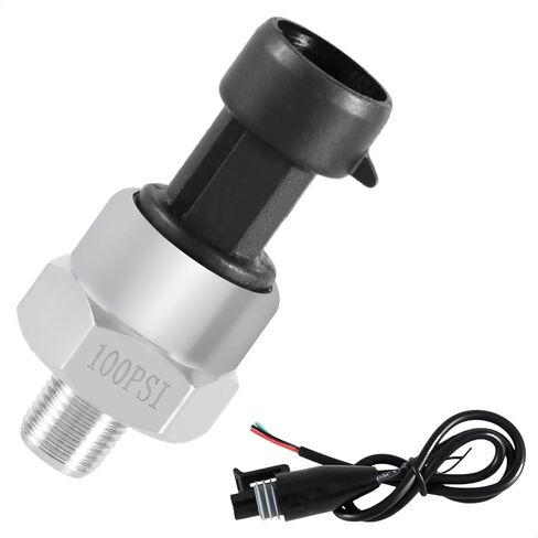 FUSCH 100 PSI Pressure Transducer Sensor with Connector Harness, 1/8"NPT Thread Stainless Steel Pressure Transmitter for Oil Fuel Water Air in Kuwait