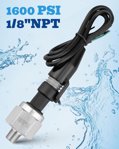 1600 PSI Pressure Transducer Sensor with Connector Harness, 1/8"NPT Thread Stainless Steel Pressure Transmitter Fit for Oil Fuel Water Air in Saudi Arabia