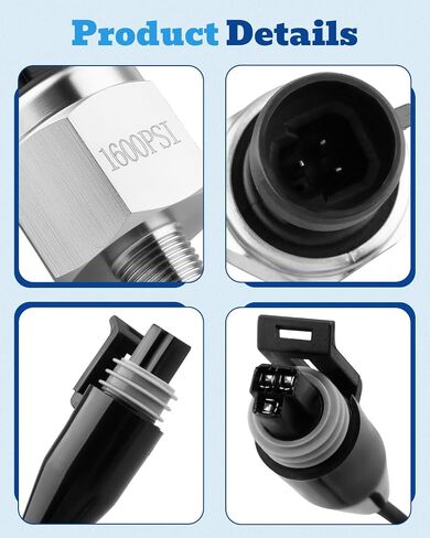 1600 PSI Pressure Transducer Sensor with Connector Harness, 1/8"NPT Thread Stainless Steel Pressure Transmitter Fit for Oil Fuel Water Air in Saudi Arabia