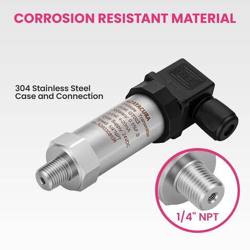 1000PSI Pressure Transmitter,Industrial Pressure Transducer, 4-20mA 0.5% FS – 24V DC, 1/4" NPT, Hirschmann Connector, IP65 for Liquid/Oil/Gas in Saudi Arabia