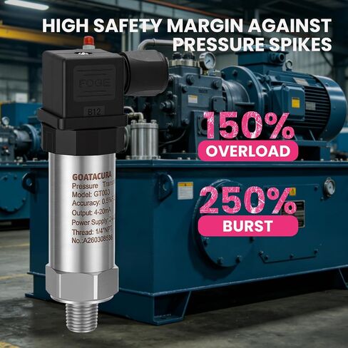 1000PSI Pressure Transmitter,Industrial Pressure Transducer, 4-20mA 0.5% FS – 24V DC, 1/4" NPT, Hirschmann Connector, IP65 for Liquid/Oil/Gas in Saudi Arabia