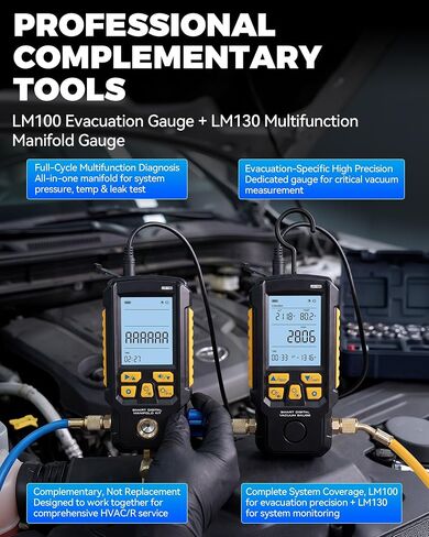 LM100 Smart Digital Vacuum Gauge | Evacuation Mode,Pressure Leak Test,Dual-Mode AC Vacuum Tester,±0.2% FS High Accuracy,Multi-Unit HVAC Leak Detector in Kuwait