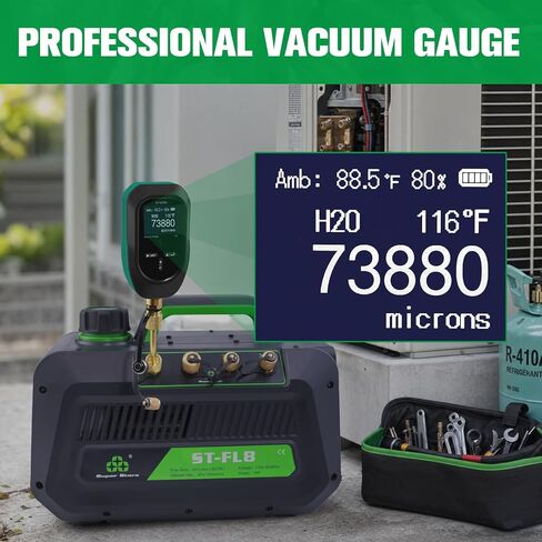 Super Stars Digital Micron Vacuum Gauge HVAC 2026 Upgraded | 11 Units | 7/16 inch-20 UNF | 0-75000 Microns Range | Including 1/4" SAE Fitting and T-Connector in Kuwait