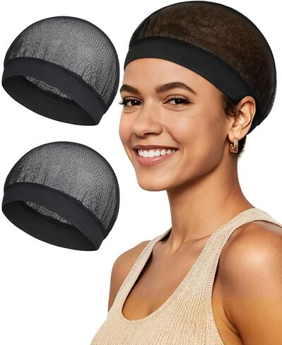 Black Hair Net with Wide Elastic Band, Fine Mesh - Comfortable Hairnets for Sleeping, Non-Binding Wide Edge, Small Holes Prevent Hair Loss, Tubi Hair Wrap for Women, Fits All Head Types in Kuwait