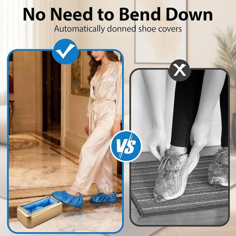 Automatic Shoe Cover Dispenser with 300pcs Disposable Plastic Shoe Covers,Simple and convenient operation for Home Office Real Estate,Fits up to Size 14(Golden) in Kuwait