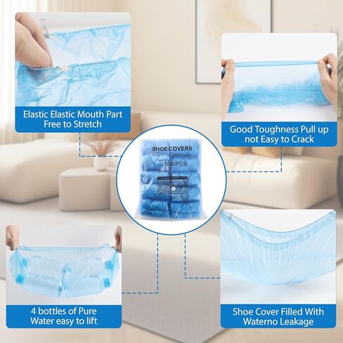 Automatic Shoe Cover Dispenser with 300pcs Disposable Plastic Shoe Covers,Simple and convenient operation for Home Office Real Estate,Fits up to Size 14(Golden) in Kuwait
