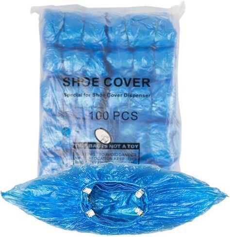 Automatic Shoe Cover Dispenser with 200 Pcs Disposable Shoe Covers, Booties for Portable Machine Fits Size Up to 11 US men or women and up for Home, Factory (Silver) in Kuwait