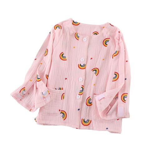 Kids Post Surgery Shirt, Full Open Fracture Clothes with Magic Stickers, Soft Breathable Cotton Gauze, Easy Wear for Boys Girls(Pink,S) in Saudi Arabia