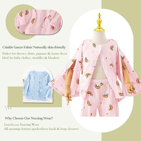 Kids Post Surgery Shirt, Full Open Fracture Clothes with Magic Stickers, Soft Breathable Cotton Gauze, Easy Wear for Boys Girls(Pink,S) in Saudi Arabia