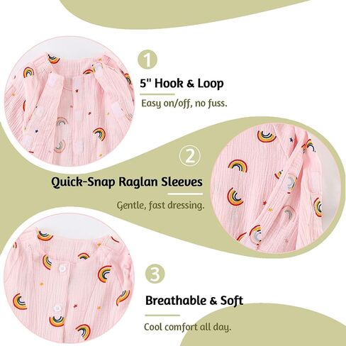 Kids Post Surgery Shirt, Full Open Fracture Clothes with Magic Stickers, Soft Breathable Cotton Gauze, Easy Wear for Boys Girls(Pink,S) in Saudi Arabia