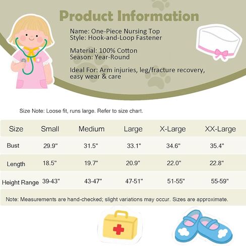 Kids Post Surgery Shirt, Full Open Fracture Clothes with Magic Stickers, Soft Breathable Cotton Gauze, Easy Wear for Boys Girls(Pink,S) in Saudi Arabia