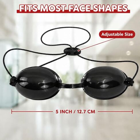 Adjustable Length Semi-Transparent Safety Goggles, Red Light Therapy Goggles and Sunbathing Goggles, Red Light Therapy Eye Protection 4PCS Black in Kuwait