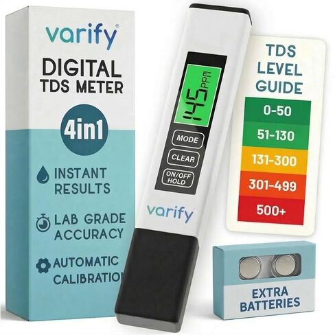 Instant 4-in-1 TDS Meter Digital Water Tester for Drinking Water | Accurate 0–9990 PPM EC & Temp Readings | Ideal for RO Systems, Aquariums, Pools – Built for Professionals, Easy for Anyone in Kuwait